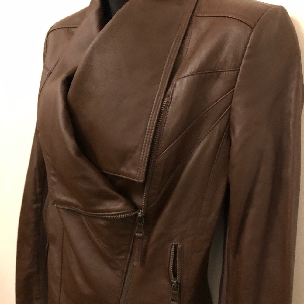 One of a kind sample lamb leather jacket by Iman